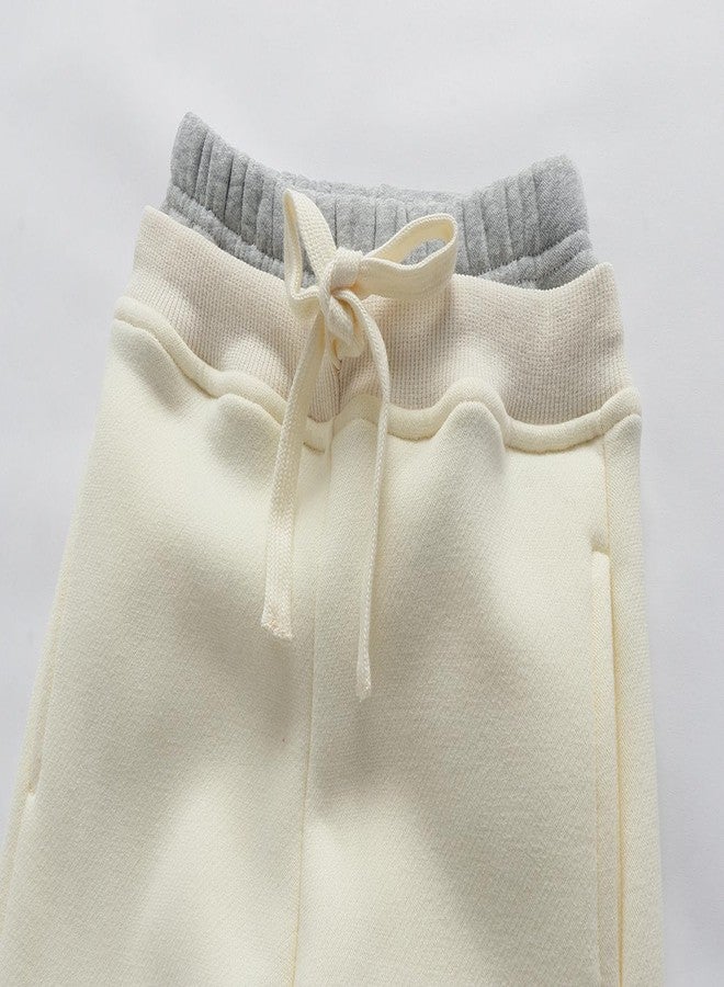 Mud Kingdom Baby Girls Jogger Sweatpants Fleece Drawstring Waist Adjustable Bear Pattern Beige 18-24 Months - Image 3