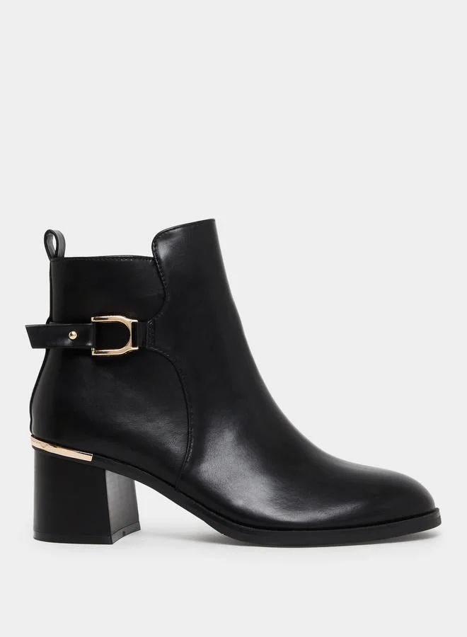 Black Block Heel Ankle Boots