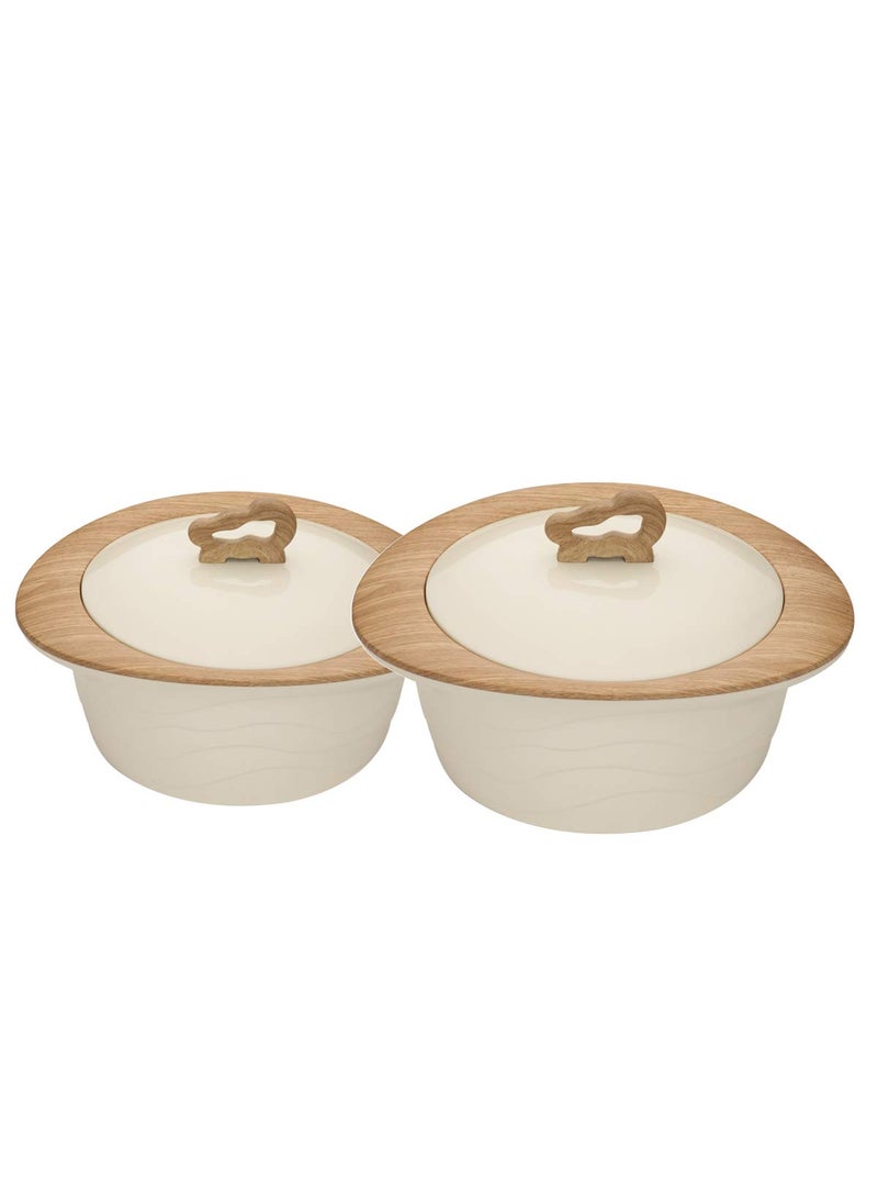 Trueware TRUEWARE Zinna Fusion Casserole Set of 2 750ml1000ml Inner Steel CasseroleBrown PU Insulated BPA free Odour Proof Food Grade Easy to Carry Easy to Store Ideal For Chapatti Roti Curd Maker Kitchen Storage Kitchen accesseroies Thermoware Hot Pot  - Image 1