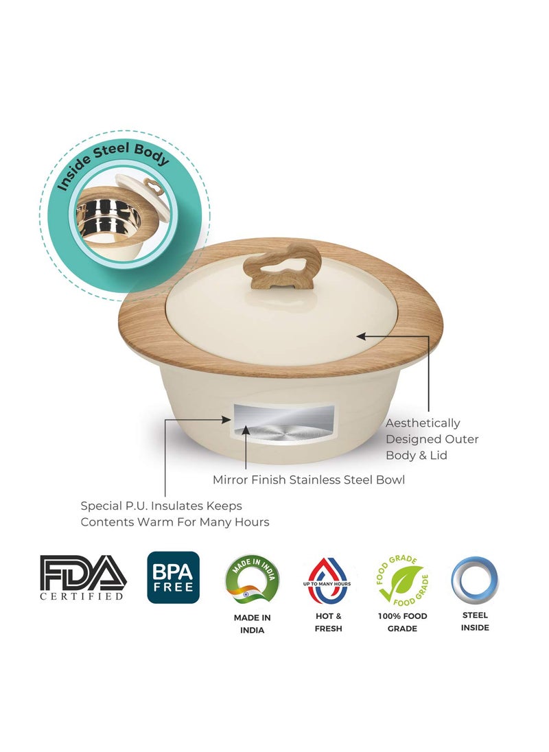Trueware TRUEWARE Zinna Fusion Casserole Set of 2 750ml1000ml Inner Steel CasseroleBrown PU Insulated BPA free Odour Proof Food Grade Easy to Carry Easy to Store Ideal For Chapatti Roti Curd Maker Kitchen Storage Kitchen accesseroies Thermoware Hot Pot  - Image 4