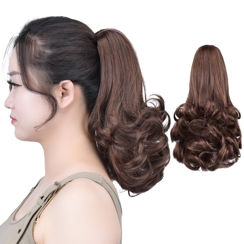 SYXLCYGG Brown Ponytail ExtensionClaw Clip Ponytails 12in Curly 38 OZ Fake Hair Extensions Hair pieces SYXLCYGG Wig Girl Synthetic Fluffy Tangled