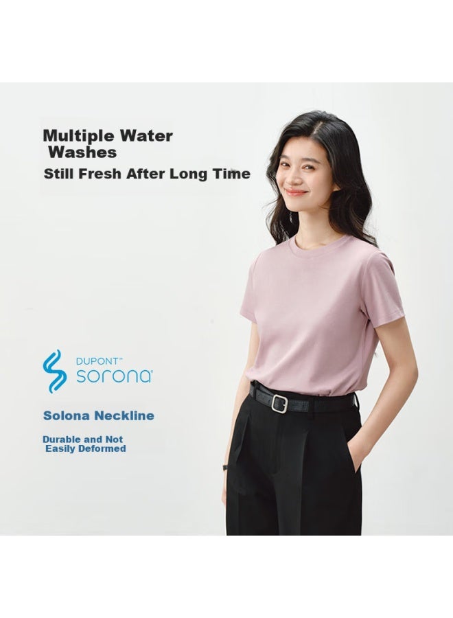 25 Styles Women's Pure Cotton Ladies T-shirt Ammonia Bottoming Shirt Top White T Oatmeal Color Xxl - Image 4