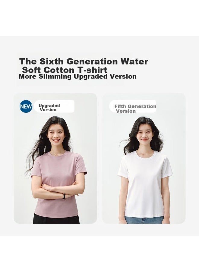 25 Styles Women's Pure Cotton Ladies T-shirt Ammonia Bottoming Shirt Top White T Oatmeal Color Xxl - Image 2