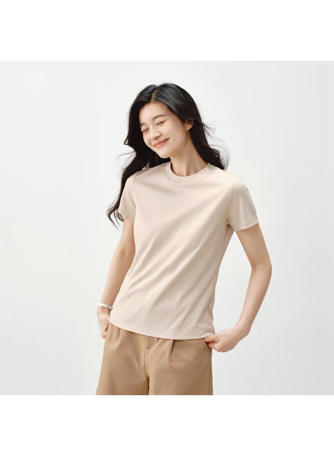 25 Styles Women's Pure Cotton Ladies T-shirt Ammonia Bottoming Shirt Top White T Oatmeal Color Xxl - Image 5
