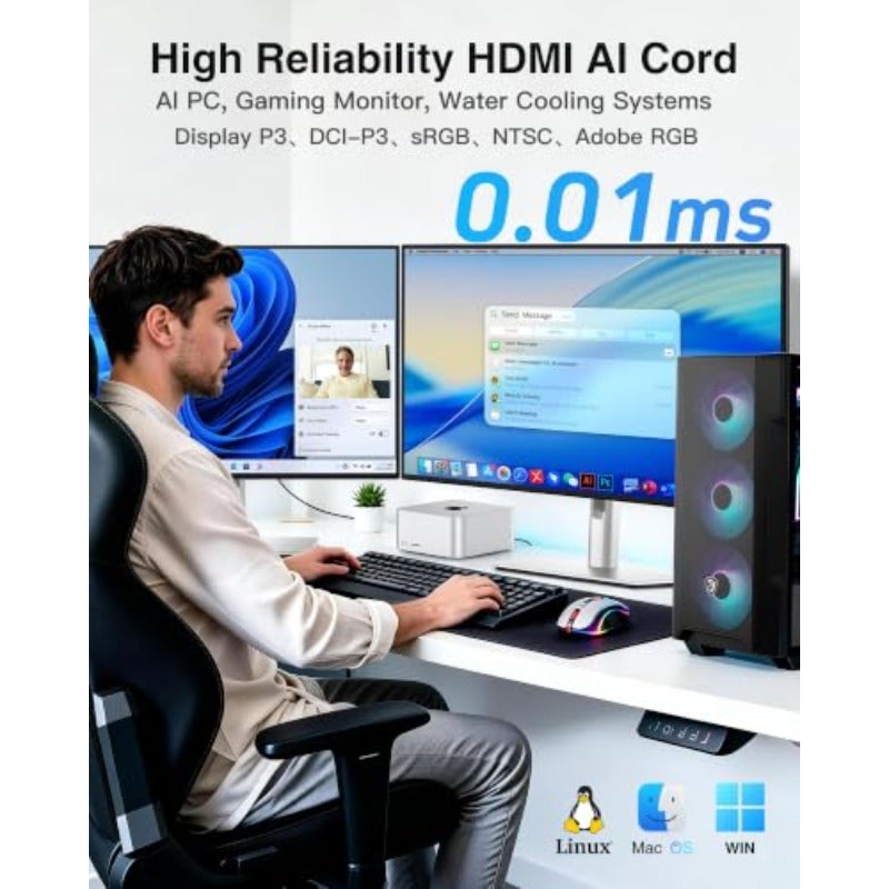 كابل HDMI 10K 8K 4K بسرعة عالية جدًا 48 جيجابت في الثانية، بطول 6 متر، معتمد للسرعة الفائقة، يدعم 4K بمعدل تحديث 240Hz، 144Hz، 120Hz، ودقة 10K و8K، مع تقنية HDR10+، eARC، HDCP 2.3، ومتوافق مع Netflix، Roku، تلفزيون، كمبيوتر، بروجيكتور، PS5، وXbox - Image 4