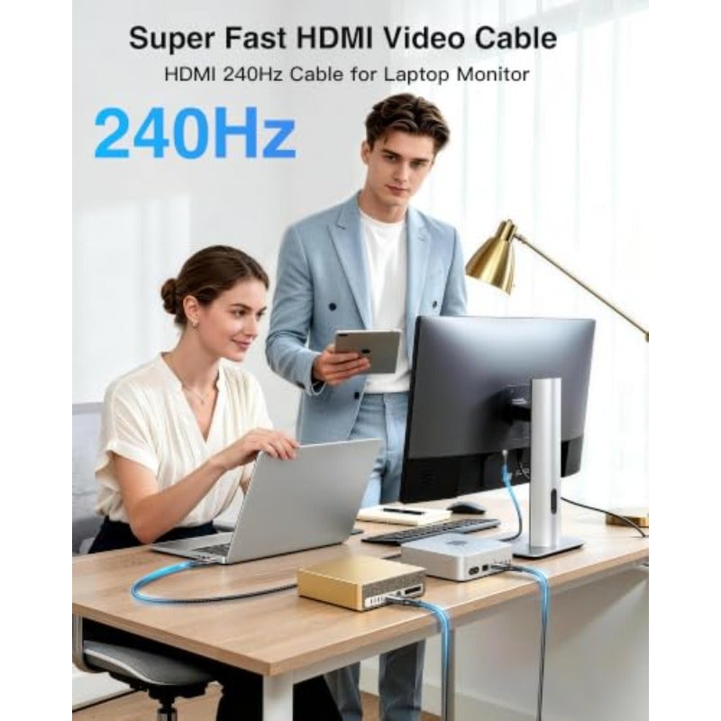 كابل HDMI 10K 8K 4K بسرعة عالية جدًا 48 جيجابت في الثانية، بطول 6 متر، معتمد للسرعة الفائقة، يدعم 4K بمعدل تحديث 240Hz، 144Hz، 120Hz، ودقة 10K و8K، مع تقنية HDR10+، eARC، HDCP 2.3، ومتوافق مع Netflix، Roku، تلفزيون، كمبيوتر، بروجيكتور، PS5، وXbox - Image 5