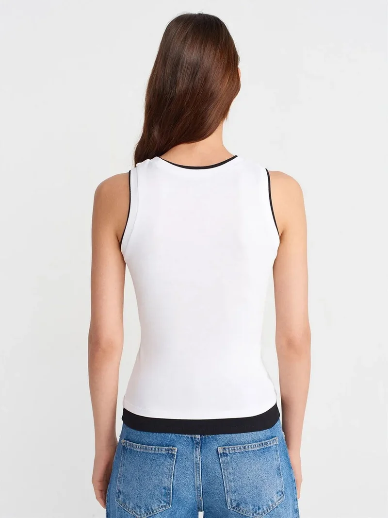 ديلفين Dilvin Sleeveless Ribbed Cotton Blouse