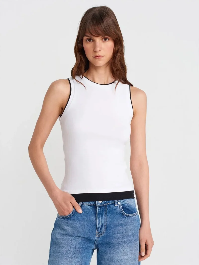ديلفين Dilvin Sleeveless Ribbed Cotton Blouse
