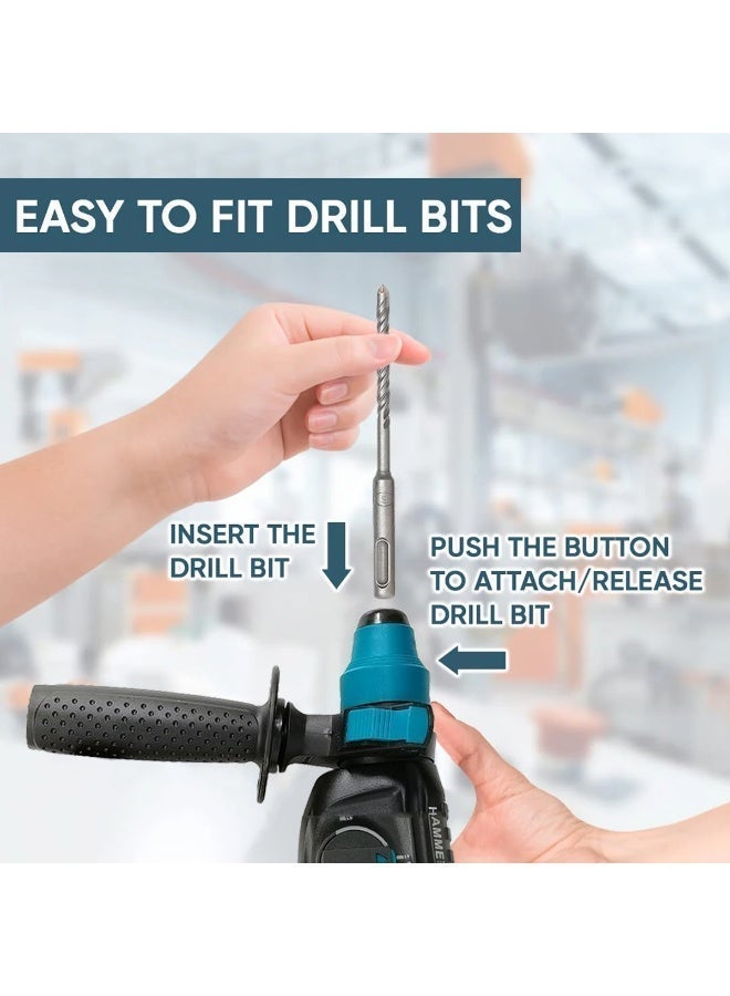 Rotary Hammer Drill Heavy Duty Hammering Drilling Machine 1000W 26mm 1500rpm 220/240V 50/60Hz - MIR26A - Image 4