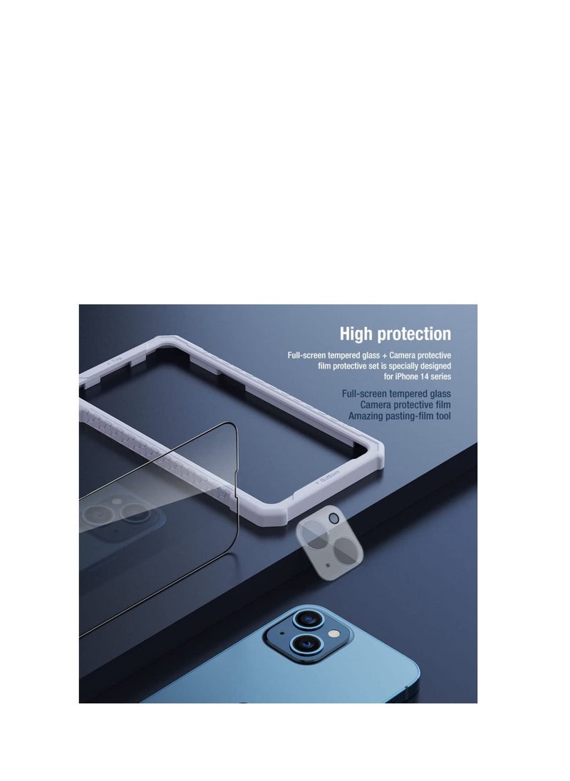 Nillkin - Nillkin 2-in-1 HD Full Screen Tempered Glass Screen Protector 0.33mm  screen and camera protective film Apple iPhone 14 Max 6.7 2022-Black - Image 1