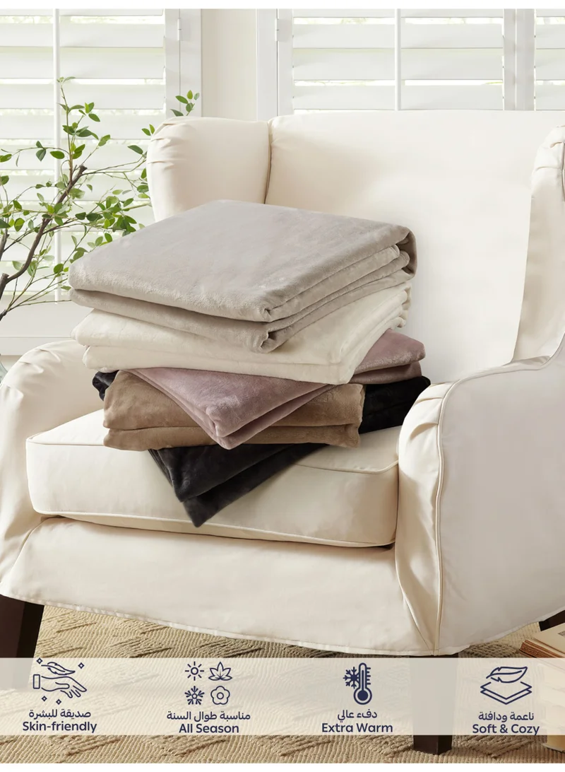 Donetella Aluminium Fleece Blanket, Single  Size 170x210 cm, 300 GSM, Lightweight Ultra Soft & Warm Solid Throw Blanket, Cozy  for Sofa, Bed & Couch  | Best Price UAE