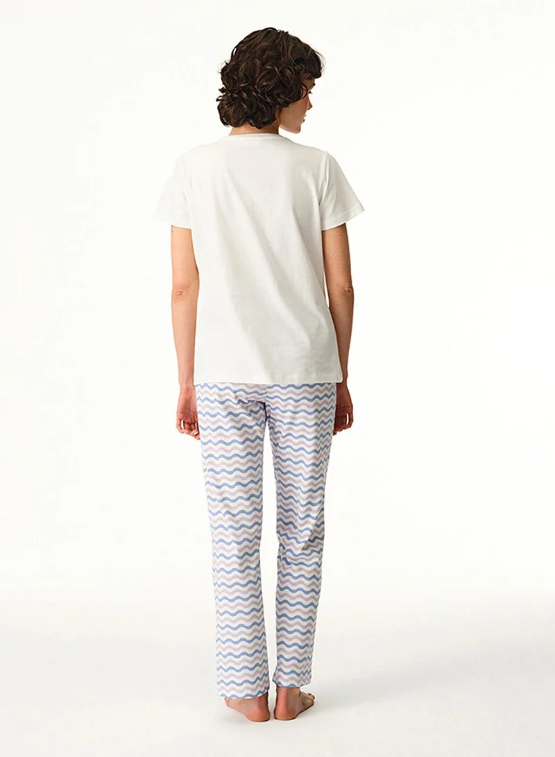 بنتي Penti Women's Cotton Lounge Pasta La Vista Shorts Sleeve Pajama Set - Mix