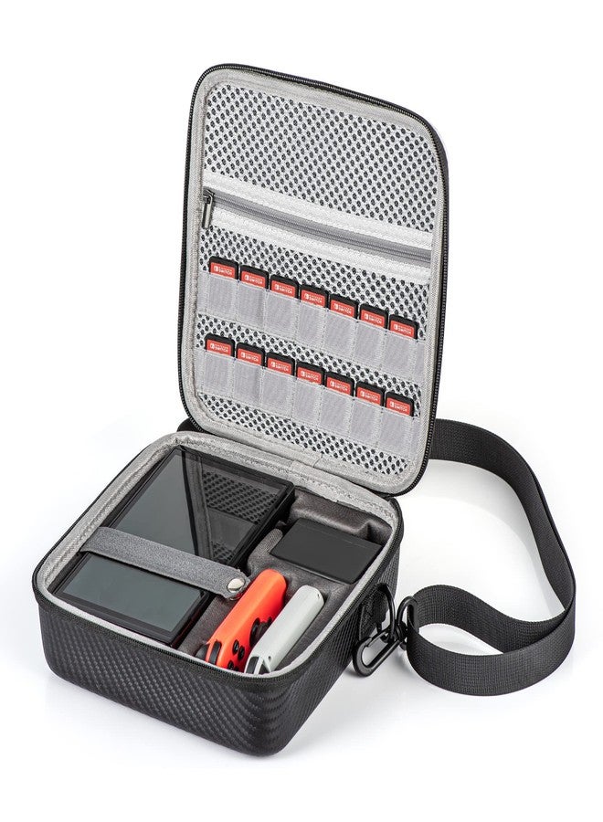 Careflection Waterproof Storage Carrying Bag for Nintendo Switch / OLED / v2 (Blue and Orange) ABS Double Layer case Portable Box Carry Case - Holds All Kits - Image 1