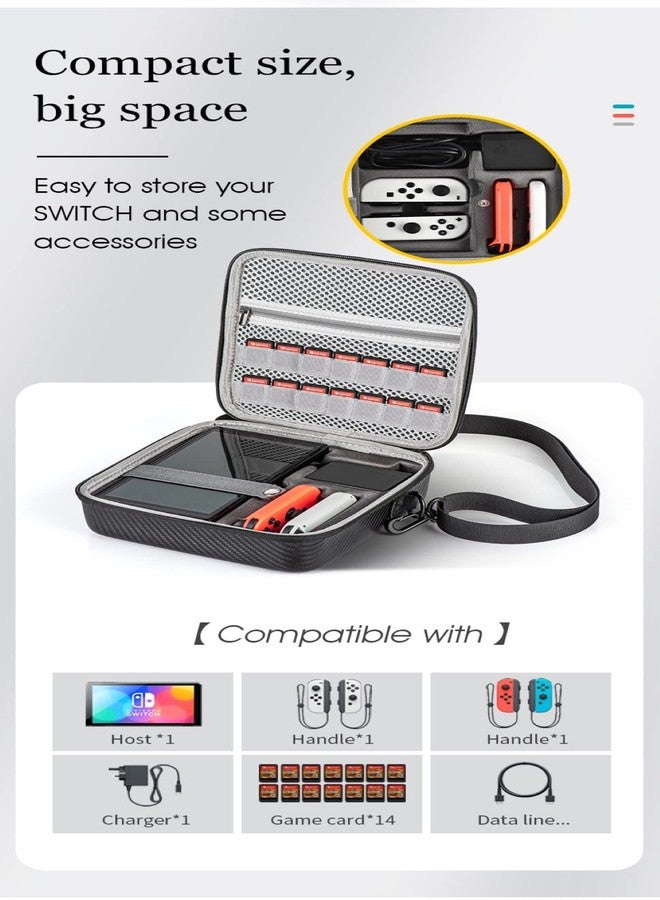 Careflection Waterproof Storage Carrying Bag for Nintendo Switch / OLED / v2 (Blue and Orange) ABS Double Layer case Portable Box Carry Case - Holds All Kits - Image 3