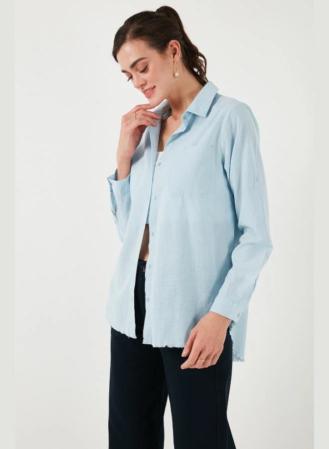 ليلا قميص قطني ليلا بقصة عادية بجيوب للنساء