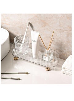 Makeup and Perfume Organizer Tray - Small Decorative Bathroom Tray for Countertop, Vanity Organizer for Skincare, Cosmetics, and Perfumes, Elegant Dresser Display Tray