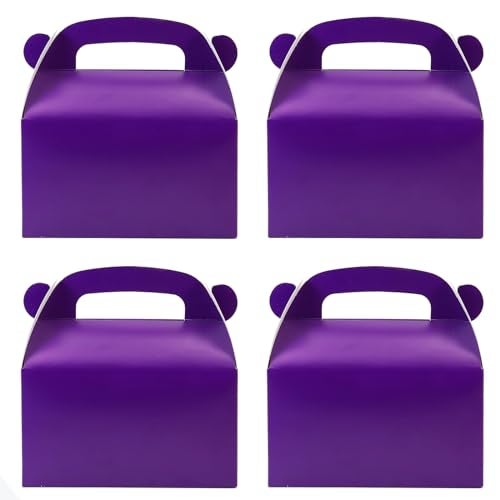 Oletx 30-Pack Dark Purple Party Favor Treat Boxes, Goodie Boxes, Gable Paper Gift Boxes with Handles. Perfect for Purple Birthday Party Baby Shower Decoration Supplies - Image 1