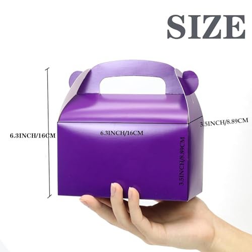 Oletx 30-Pack Dark Purple Party Favor Treat Boxes, Goodie Boxes, Gable Paper Gift Boxes with Handles. Perfect for Purple Birthday Party Baby Shower Decoration Supplies - Image 3