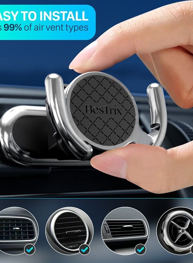 Bestrix Socket Grip Car Phone Holder, Air Vent Socket Mount Stand-Double Silicone Vent Clip|Secure Grip for GPS Navigation-360 Rotating Head, Silicone Padding, Modern Design-Fits All Smartphone - Image 3