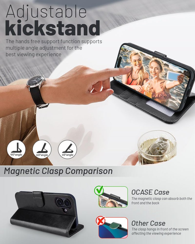 OCASE for iPhone 17 Wallet Case, PU Leather Flip Cover with Card Holder, RFID Blocking, Kickstand, Magnetic Closure, Protective Phone Case for iPhone 17 6.3-Inch 2025, Black - Image 4