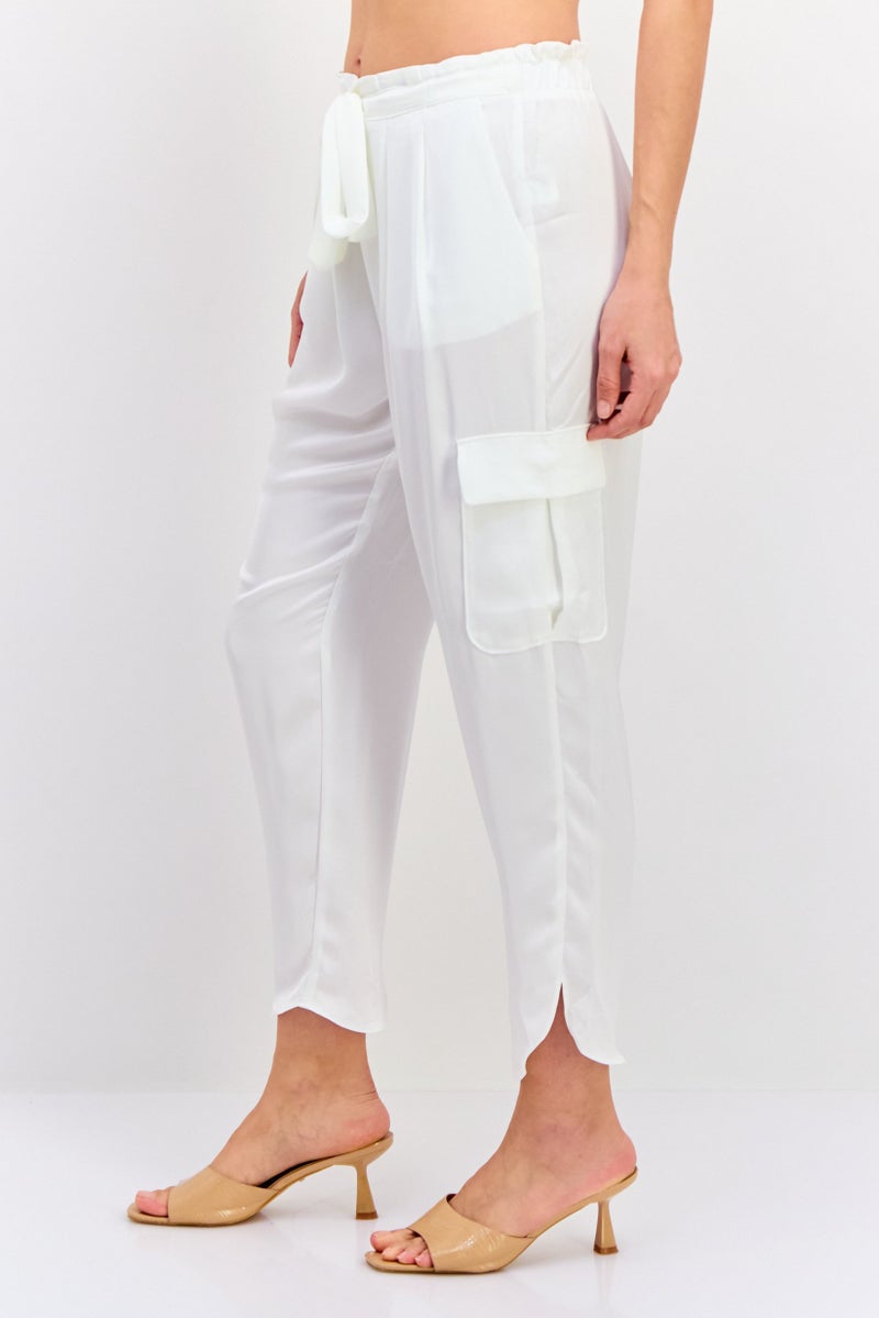 Ramy Brook Women Regular Fit Plain Cropped Pants, Ivory - Image 2