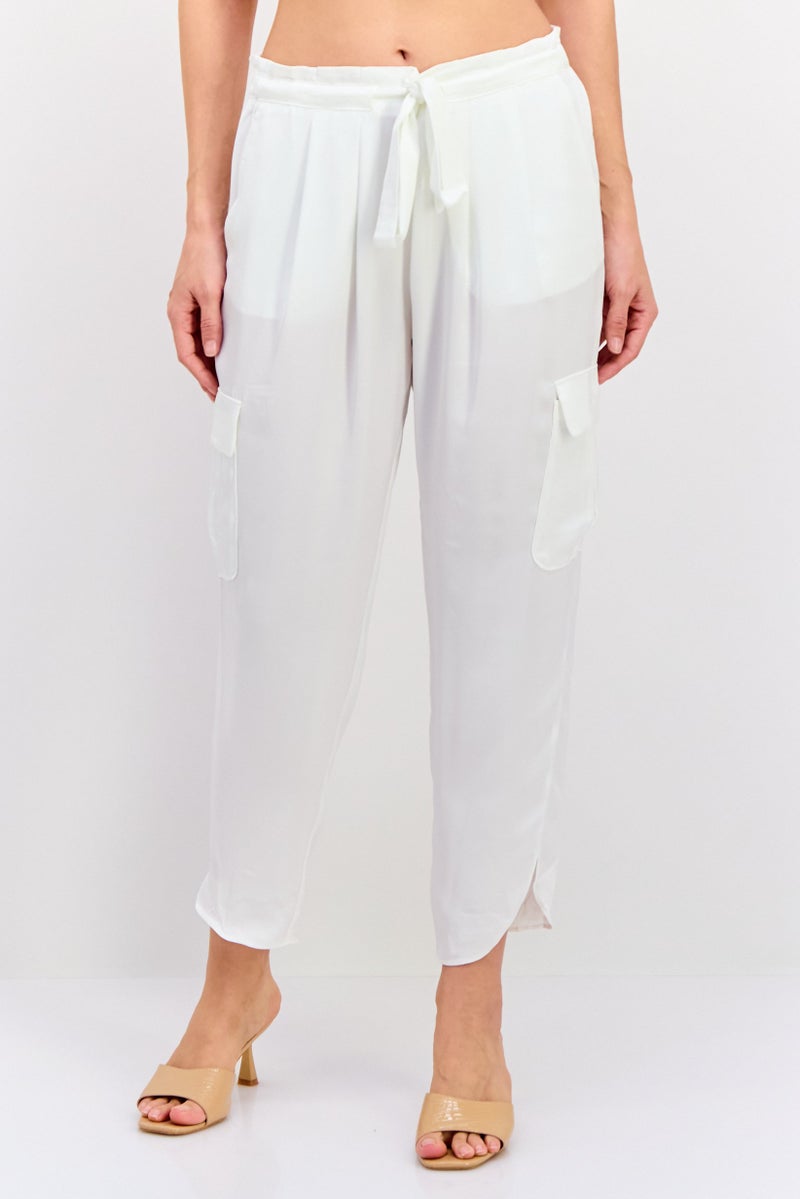 Ramy Brook Women Regular Fit Plain Cropped Pants, Ivory - Image 1