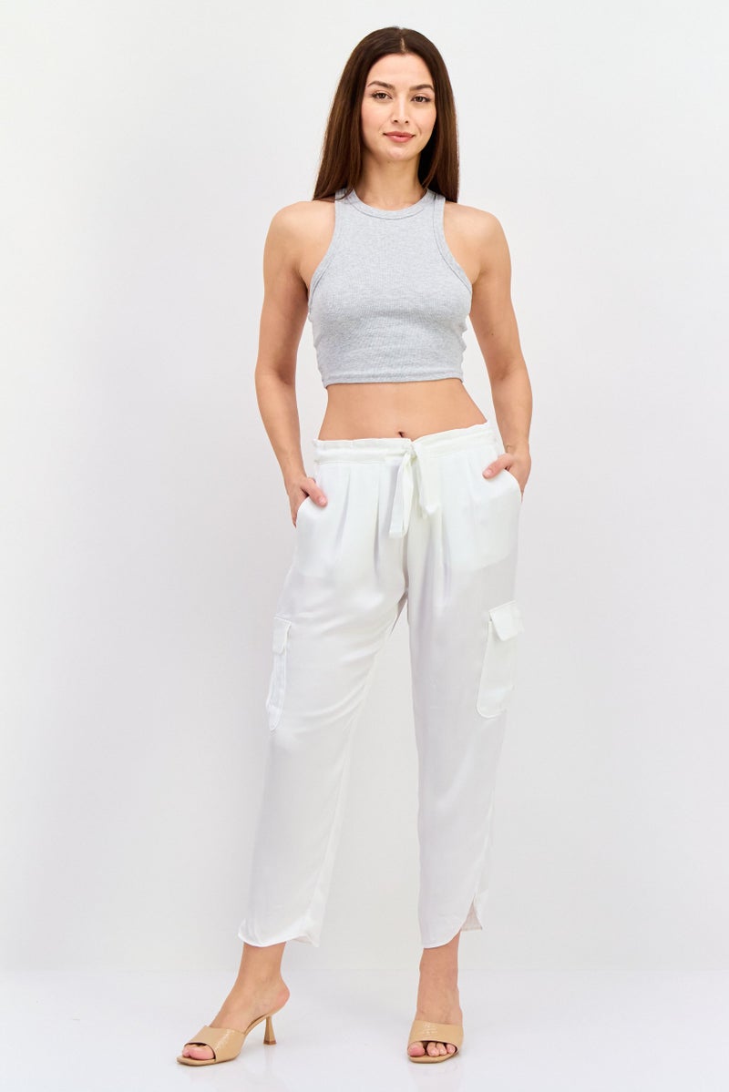 Ramy Brook Women Regular Fit Plain Cropped Pants, Ivory - Image 4