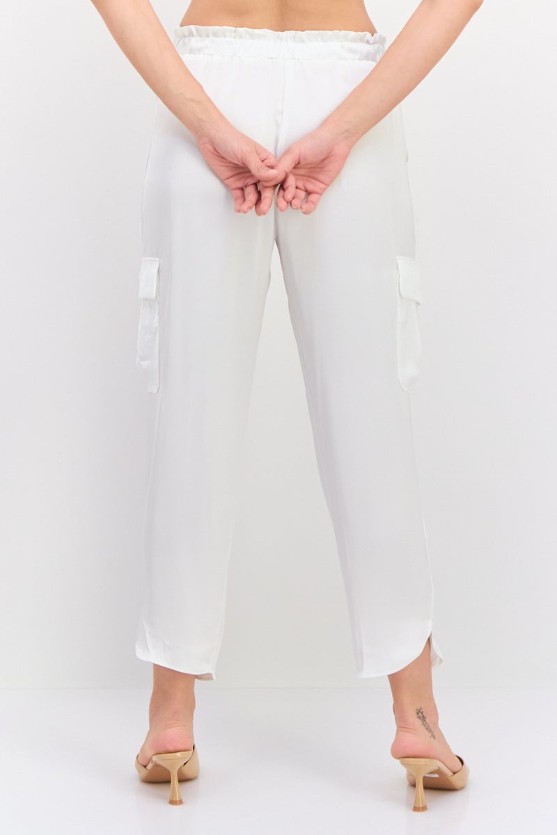 Ramy Brook Women Regular Fit Plain Cropped Pants, Ivory - Image 3