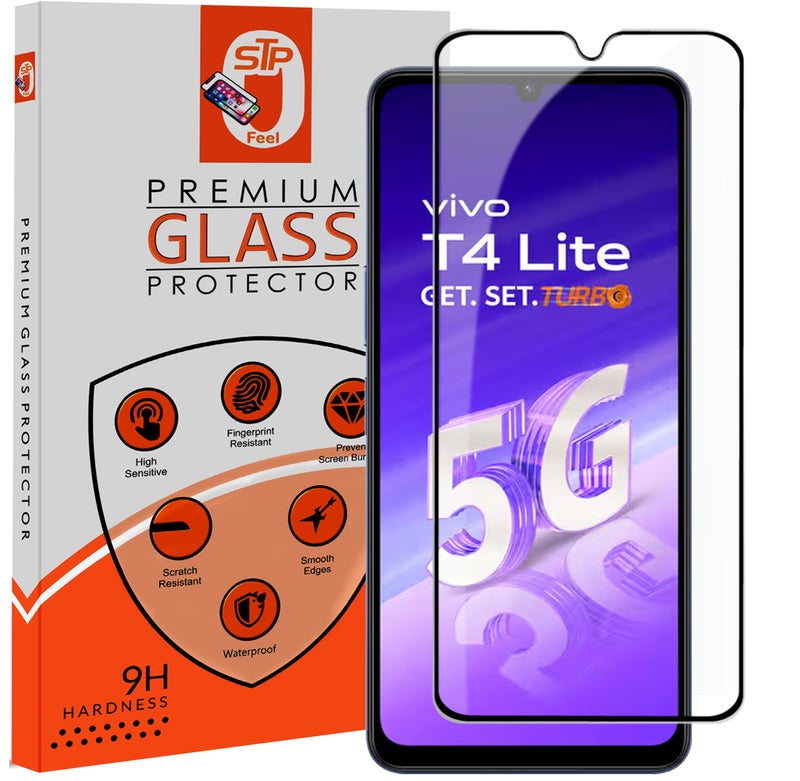 STP FEEL® Premium Tempered Glass Screen Protector Guard Compatible For VIvo T4 Lite 5G (6.74 Inch, Pack of 1) | Edge to Edge Coverage With Easy to installation kit for Smartphone - Image 1