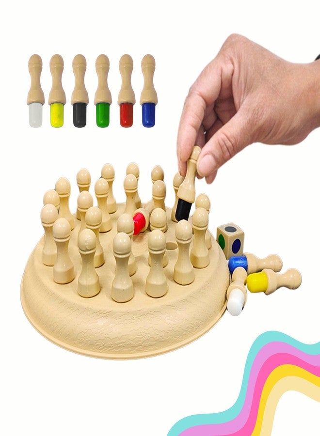 RAINBOW RIDERS Memory Match Stick Chess Game | Kids Educational Brain Training Logic Board Game for | Toys for Boys & Girls Age 3 + Indoor Outdoor Play (Wooden Texture) - Image 1