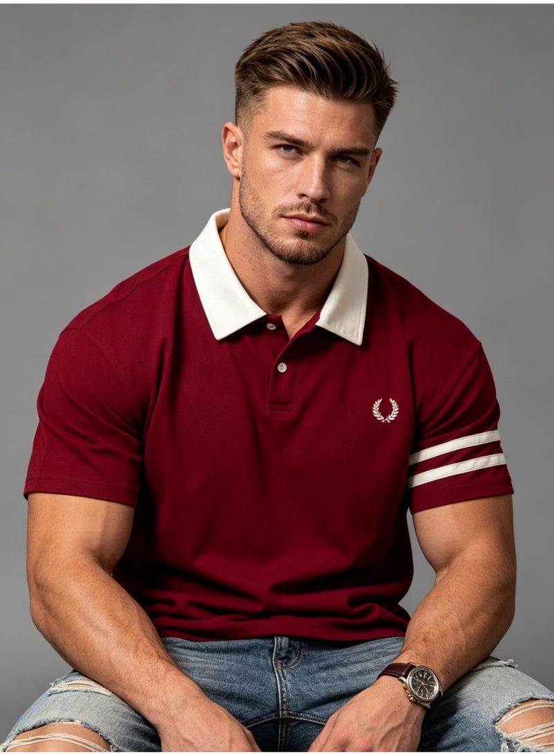 Fred Perry wheat ear LOGO contrast lapel Polo shirt for men and women with retro college style short-sleeved T-shirts for couples. - Image 1
