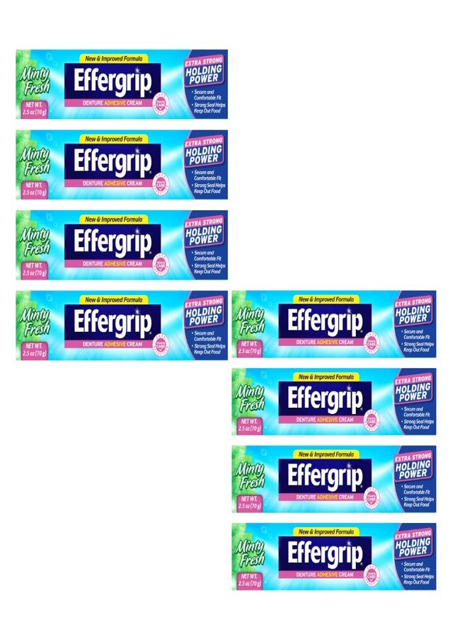 Effergrip Denture Adhesive Cream, Extra Strong Holding Power, 2.5 oz. (Pack of 8) - Image 1