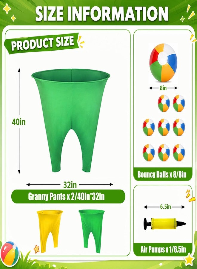 IJEUH Granny Pants Yard Game, 2Pcs Granny Pants Outdoor Games, 8 Colorful Bouncy Balls & 1 Air Pump, Outdoor Tossing Games for Family Children's Mother's Father's Day Carnival Party Reunion Gathering - Image 2