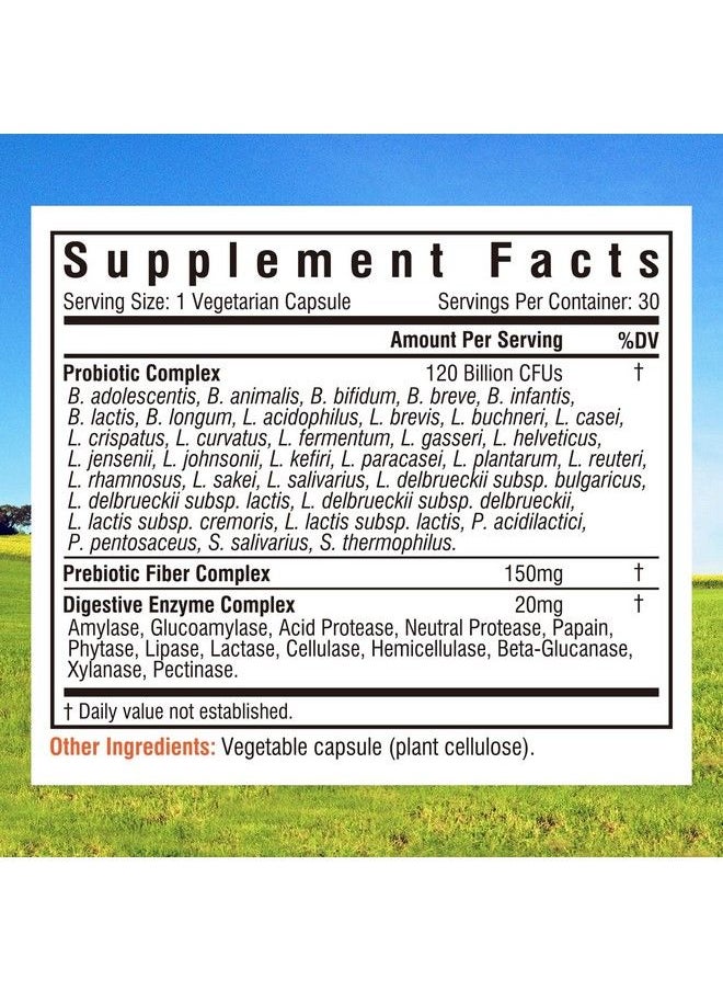 Innate Vitality - Probiotics 120 Billion Cfus 34 Strains With Organic Prebiotics & Digestive Enzymes Digestion & Immunity Health For Women & Men 3In1 Probiotics No Refrigeration Required Acid Resistant 30 Caps - Image 1