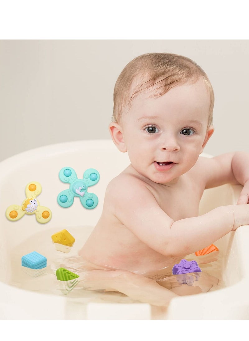 XiuWoo 5 in 1 Baby Sensory Toys 6-12-18 Months, Pull String Teether, Stacking Blocks, Sensory Shapes and Colorful Storage Bin, Infant Bath Time Fun, Learning Toddler Toys  - Image 5