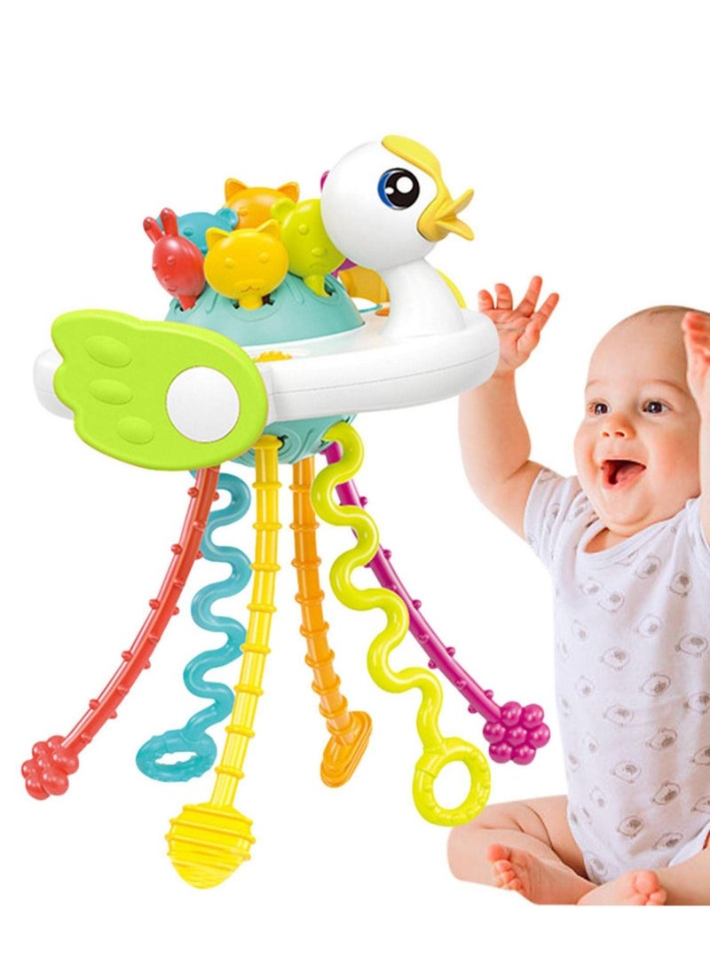 XiuWoo 5 in 1 Baby Sensory Toys 6-12-18 Months, Pull String Teether, Stacking Blocks, Sensory Shapes and Colorful Storage Bin, Infant Bath Time Fun, Learning Toddler Toys  - Image 3
