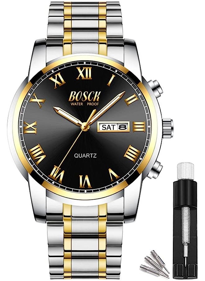 Bosck Bosck Watches For Men,Analog Mens Watch 42Mm Large Face Easy Read Stainless Steel Business Watch,Luminous Classic Luxury 30M Waterproof Mens Wrist Watches  - Image 1