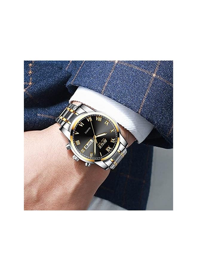 Bosck Bosck Watches For Men,Analog Mens Watch 42Mm Large Face Easy Read Stainless Steel Business Watch,Luminous Classic Luxury 30M Waterproof Mens Wrist Watches  - Image 2