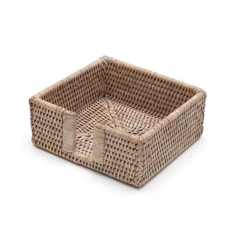 Caspari Caspari Rattan Cocktail Napkin Holder in White Natural 1 Each 