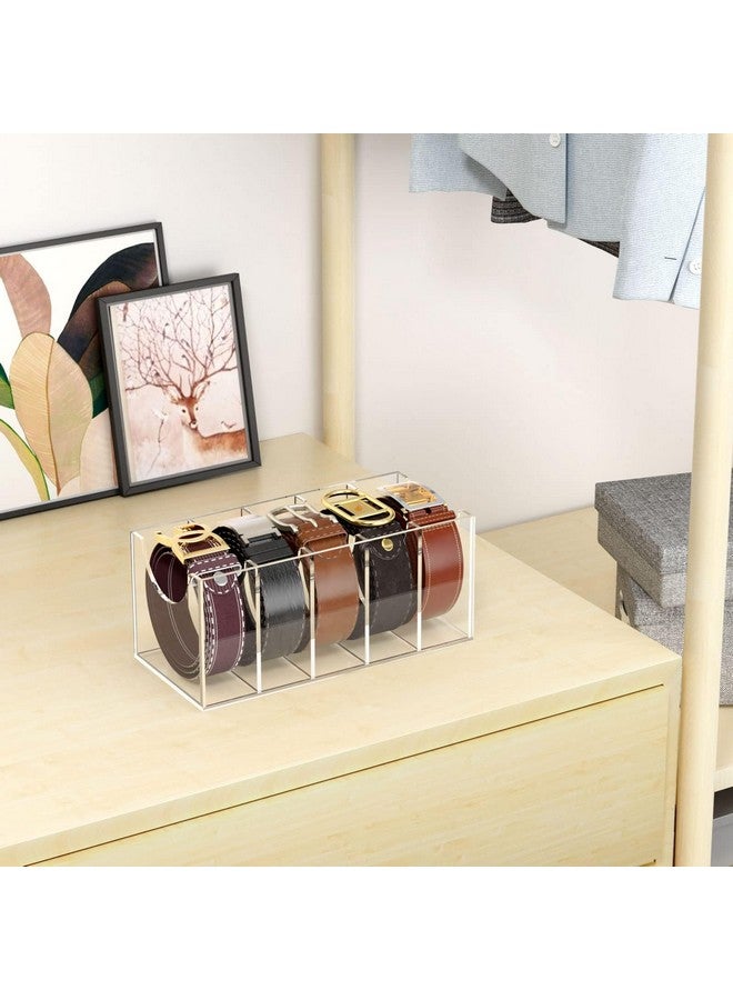 NIUBEE NIUBEE Belt Organizer, Acrylic Belt Storage Holder for The Closet, 5 Compartments Display Case for Tie and Bow Tie  - Image 2