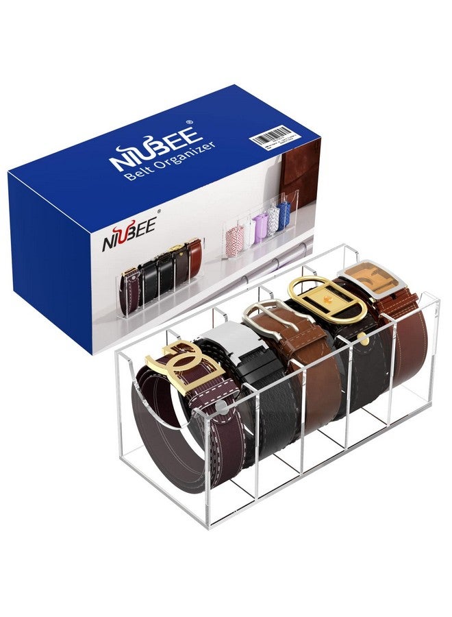 NIUBEE NIUBEE Belt Organizer, Acrylic Belt Storage Holder for The Closet, 5 Compartments Display Case for Tie and Bow Tie  - Image 4
