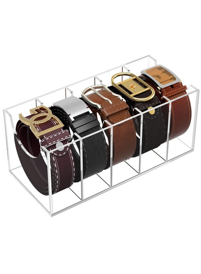NIUBEE NIUBEE Belt Organizer, Acrylic Belt Storage Holder for The Closet, 5 Compartments Display Case for Tie and Bow Tie  - Image 1