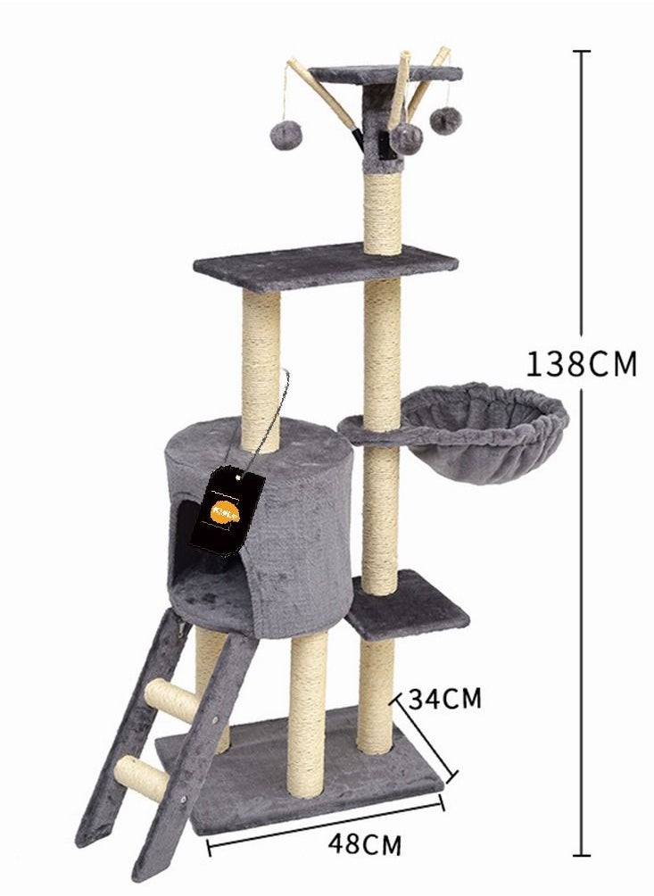 Cat Play Tower Cat Toy Multi Level Platform Cat Tree Sisal Pillar Large Cat Climbing Frame Cat Nest Luxury Cat Scratch Post Cat Tree 48x34x138 Cm Grey - pzsku/Z8618A2500D8B11D043A4Z/45/_/1666579710/89d4bfe4-da62-4dea-b1c5-aa81e50c2079