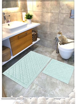 100% Cotton Woven Bathroom Mat Set, Bathroom Rug Flower 60X100 - 60X50 - pzsku/Z8618A6E02626A7641A91Z/45/_/1740660661/c7805033-9fe0-4cab-a6ca-acdf9e54ee92