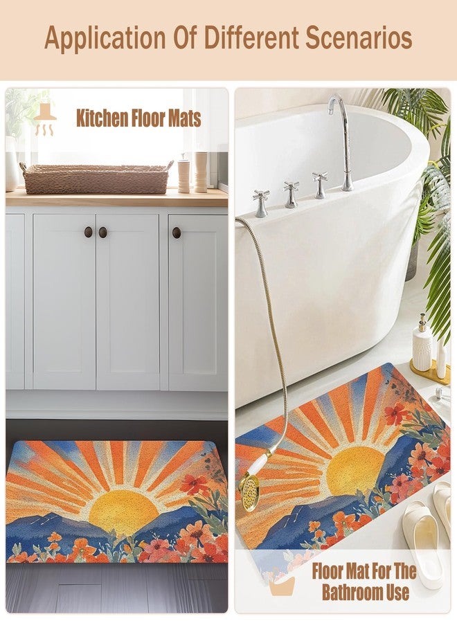 RYYCDOI Watercolor Boho Sun Sunrise Door Mat, Mid Century Modern Abstract Wildflower Mountain Landscape Welcome Mats Doormat for Front Door Porch Indoor Outside Entrance Entryway, 17x30 Inch - Image 3