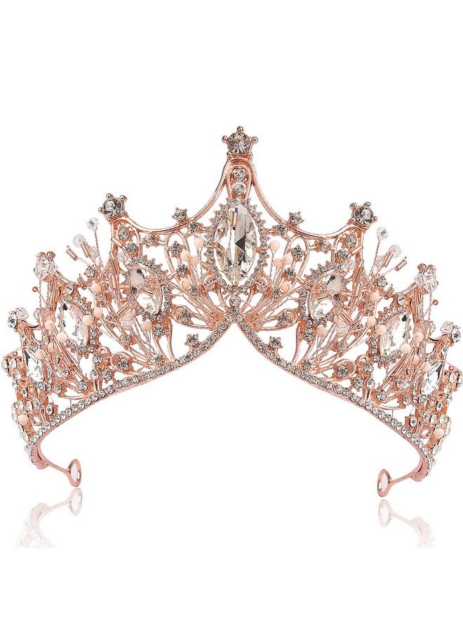 Cocide Rose Gold Tiara And Crown For Women Crystal Headband For Girls Mermaid Queen Head Band Princess Hair Accessories For Birthday Party Bride Wedding Prom Halloween Costume Cosplay - Image 1