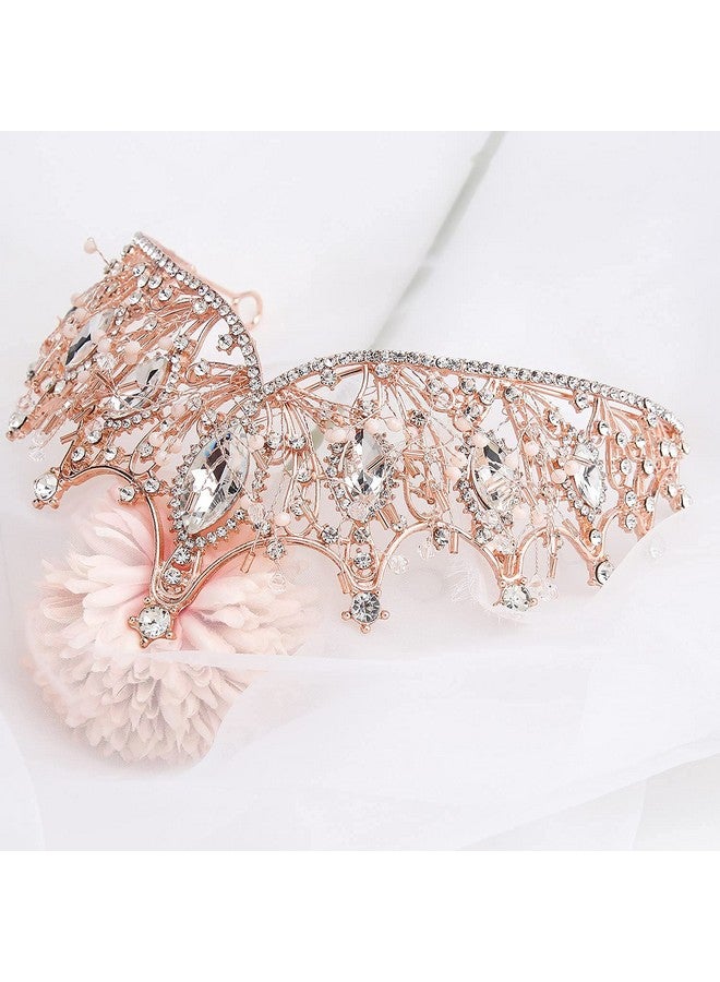 Cocide Rose Gold Tiara And Crown For Women Crystal Headband For Girls Mermaid Queen Head Band Princess Hair Accessories For Birthday Party Bride Wedding Prom Halloween Costume Cosplay - Image 4