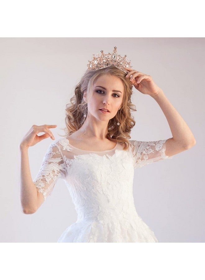 Cocide Rose Gold Tiara And Crown For Women Crystal Headband For Girls Mermaid Queen Head Band Princess Hair Accessories For Birthday Party Bride Wedding Prom Halloween Costume Cosplay - Image 2