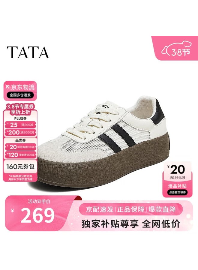 Tata Retro Flat Sneakers Women Casual Shoes Off-white/black/gray (breathable Mesh) Size 37 - Image 1