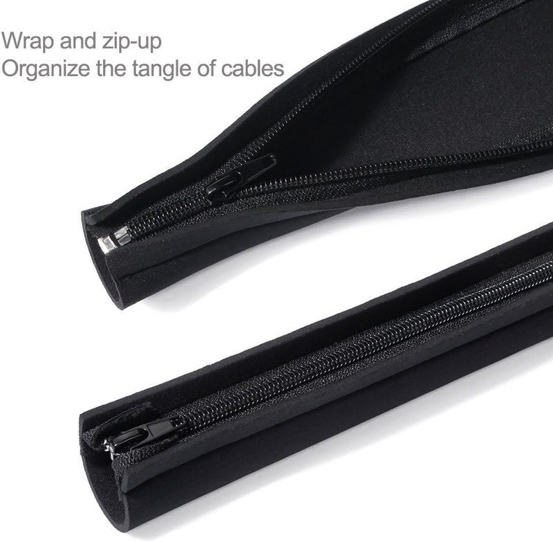 JOTO 4 Pack Cable Management Sleeve, 19-20 Inches Cord Organizer System with Zipper for TV Computer Office Home Entertainment, Flexible Cable Sleeve Wrap Cover Wire Hider System -Black - Image 3